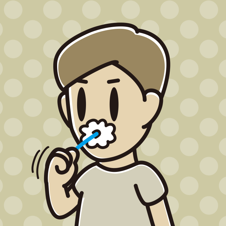 歯を磨く男性のイラスト【色、背景あり】PNG