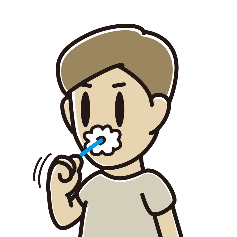 歯を磨く男性のイラスト【色あり、背景なし】透過PNG