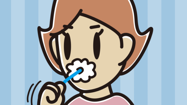 歯を磨く女性のイラスト【色、背景あり】PNG