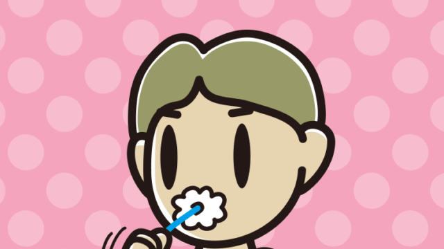 歯を磨く小学生男子のイラスト【色、背景あり】PNG