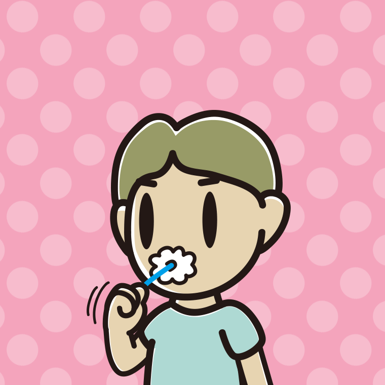 歯を磨く小学生男子のイラスト【色、背景あり】PNG