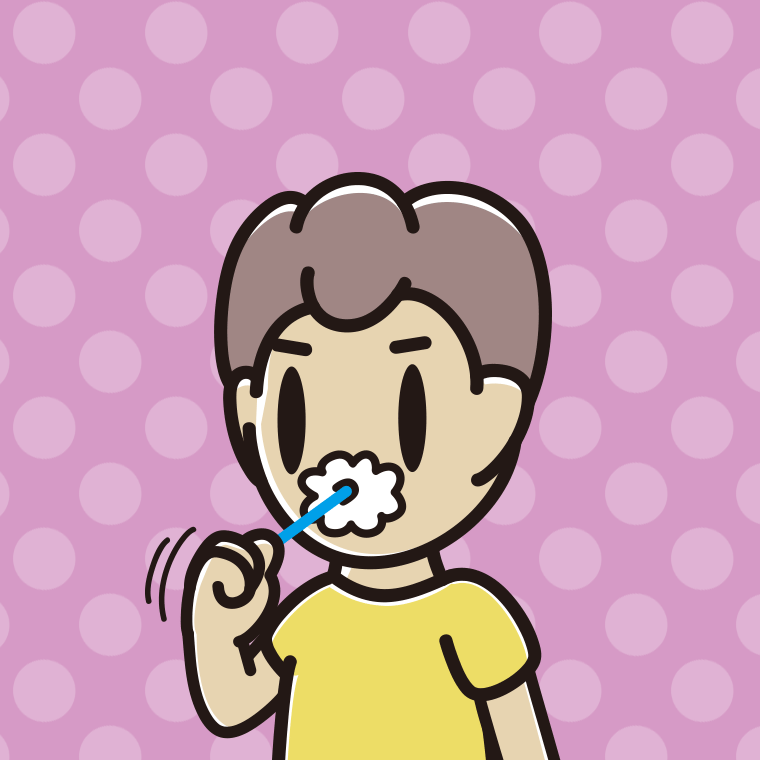 歯を磨く男子中学生のイラスト【色、背景あり】PNG