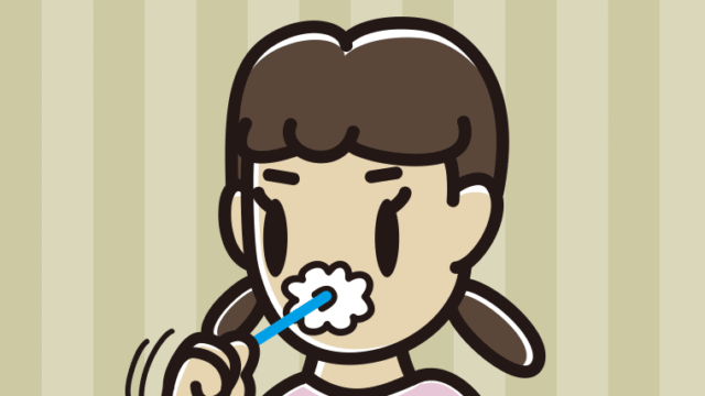 歯を磨く女子中学生のイラスト【色、背景あり】PNG