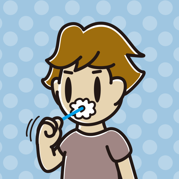 歯を磨く男子高校生のイラスト【色、背景あり】PNG