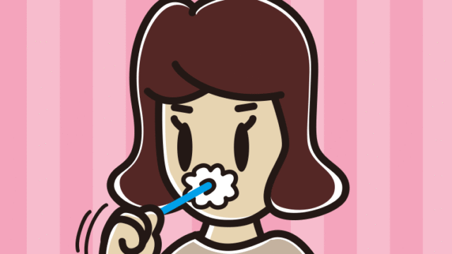 歯を磨く女子高校生のイラスト【色、背景あり】PNG