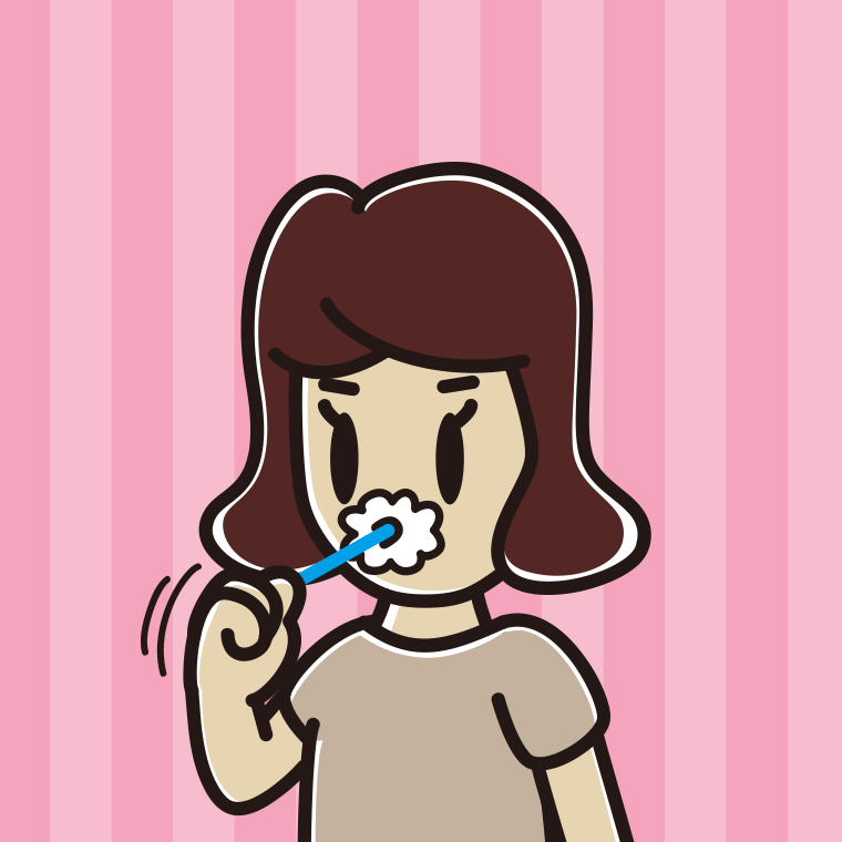 歯を磨く女子高校生のイラスト【色、背景あり】PNG