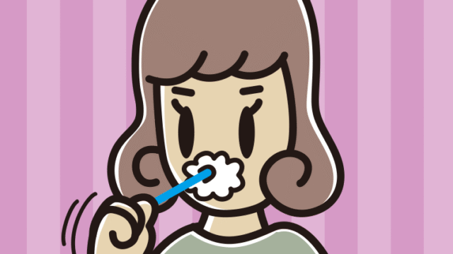 歯を磨く女子大学生のイラスト【色、背景あり】PNG