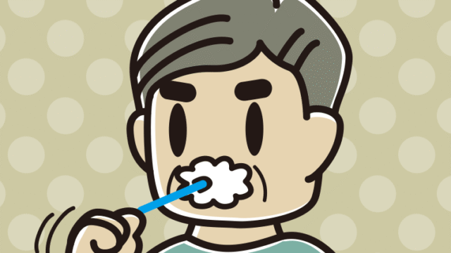 歯を磨くおじさんのイラスト【色、背景あり】PNG