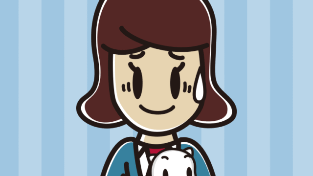 猫を抱いて苦笑いする女子高校生のイラスト【色、背景あり】PNG