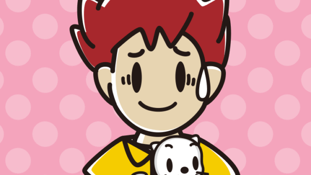 猫を抱いて苦笑いする男子大学生のイラスト【色、背景あり】PNG