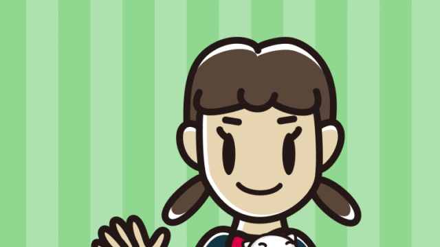 猫を抱いて手を振る女子中学生のイラスト【色、背景あり】PNG