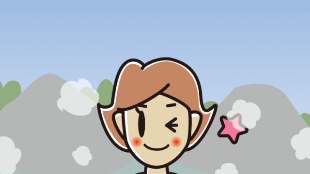 温泉でウインクする女性のイラスト【色、背景あり】PNG