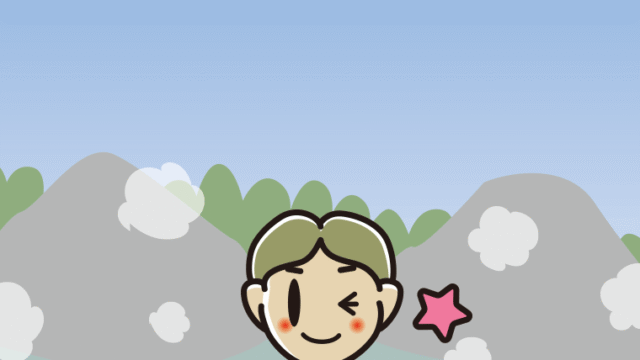 温泉でウインクする小学生男子のイラスト【色、背景あり】PNG