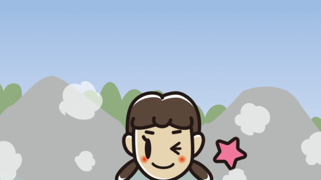 温泉でウインクする女子中学生のイラスト【色、背景あり】PNG