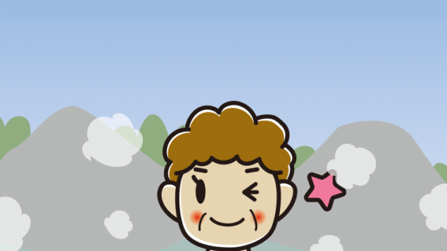 温泉でウインクするおばさんのイラスト【色、背景あり】PNG