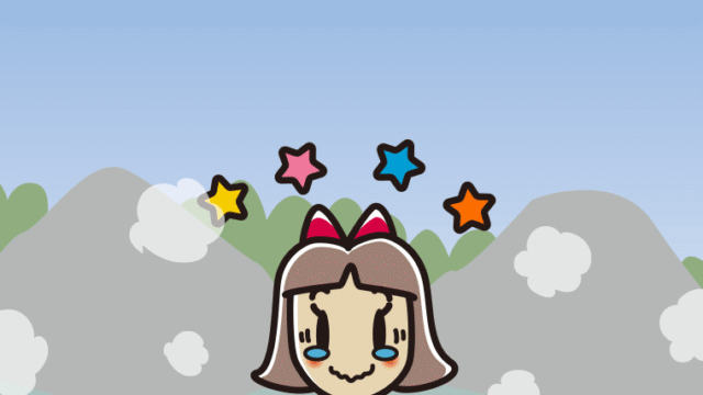 温泉でジーンとする小学生女子のイラスト【色、背景あり】PNG