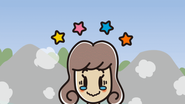 温泉でジーンとする女子大学生のイラスト【色、背景あり】PNG