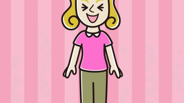 笑う外国人女性のイラスト【色、背景あり】PNG