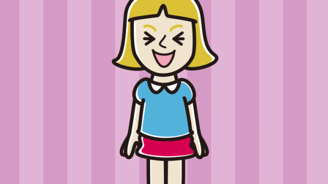 笑う外国人の女の子のイラスト【色、背景あり】PNG