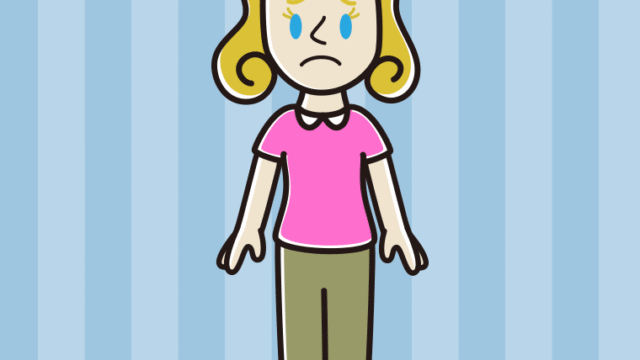 困る外国人女性のイラスト【色、背景あり】PNG