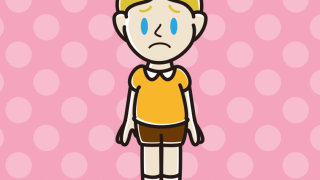 困る外国人の男の子のイラスト【色、背景あり】PNG