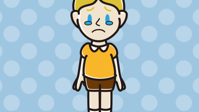 泣く外国人の男の子のイラスト【色、背景あり】PNG