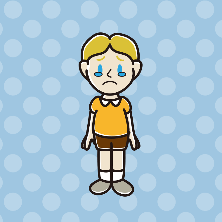 泣く外国人の男の子のイラスト【色、背景あり】PNG