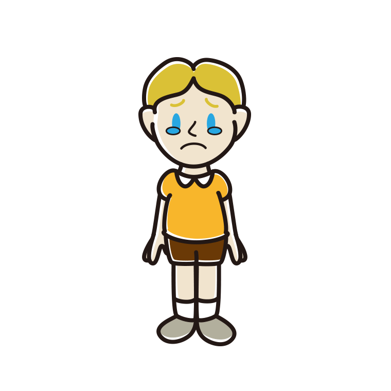 泣く外国人の男の子のイラスト【色あり、背景なし】透過PNG