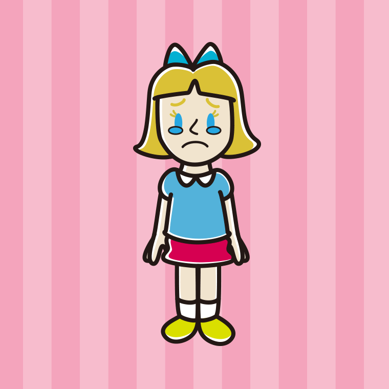 泣く外国人の女の子のイラスト【色、背景あり】PNG