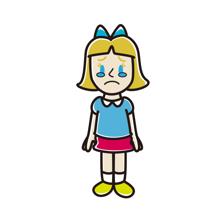 泣く外国人の女の子のイラスト【色あり、背景なし】透過PNG
