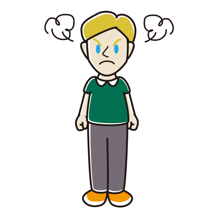 怒る外国人男性のイラスト【色あり、背景なし】透過PNG