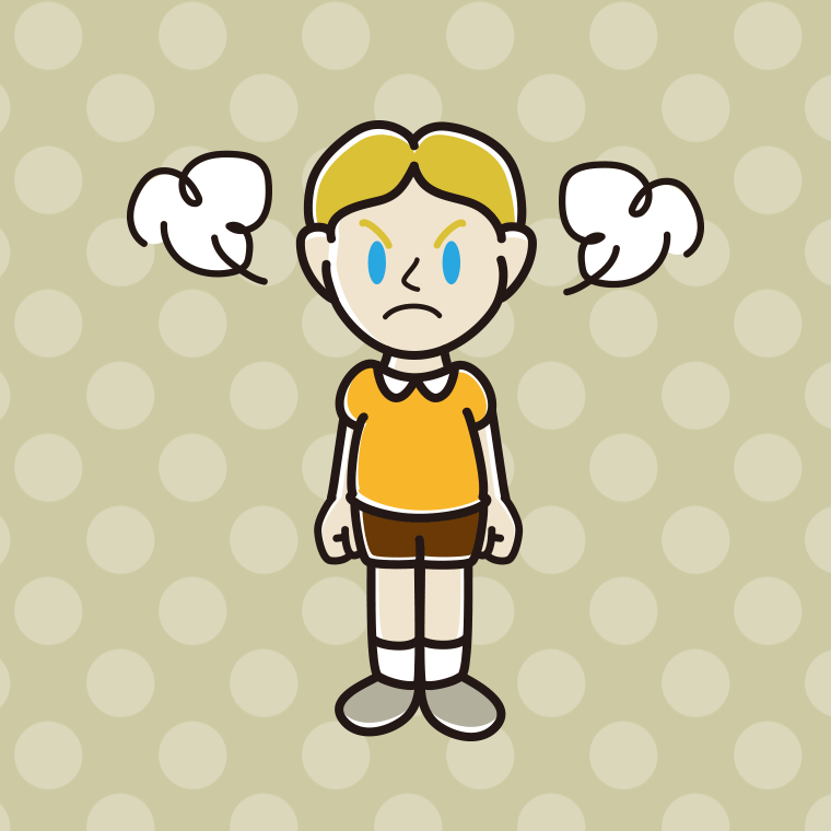 怒る外国人の男の子のイラスト【色、背景あり】PNG