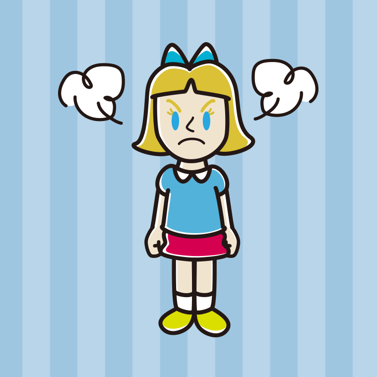 怒る外国人の女の子のイラスト【色、背景あり】PNG