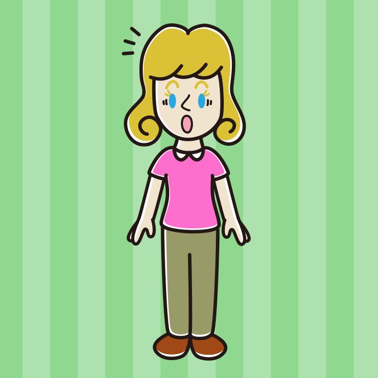 驚く外国人女性のイラスト【色、背景あり】PNG