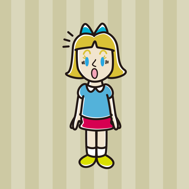 驚く外国人の女の子のイラスト【色、背景あり】PNG