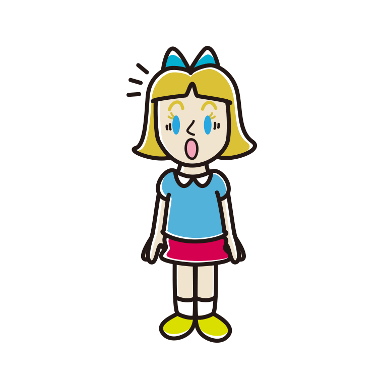 驚く外国人の女の子のイラスト【色あり、背景なし】透過PNG