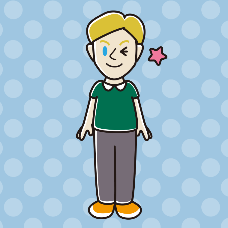 ウインクする外国人男性のイラスト【色、背景あり】PNG