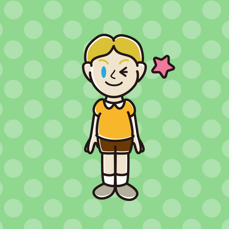 ウインクする外国人の男の子のイラスト【色、背景あり】PNG