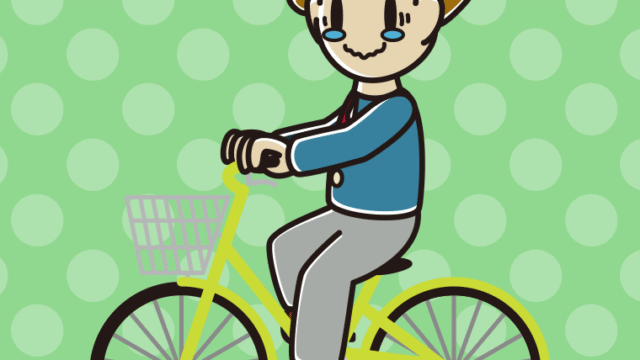 自転車に乗ってジーンとする男子高校生のイラスト【色、背景あり】PNG