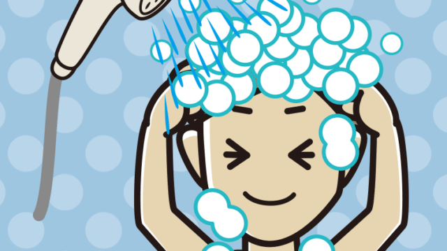 シャワーを浴びる男性のイラスト【色、背景あり】PNG