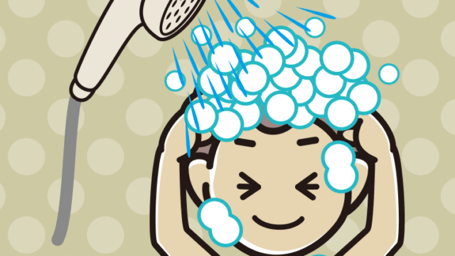 シャワーを浴びる男子中学生のイラスト【色、背景あり】PNG