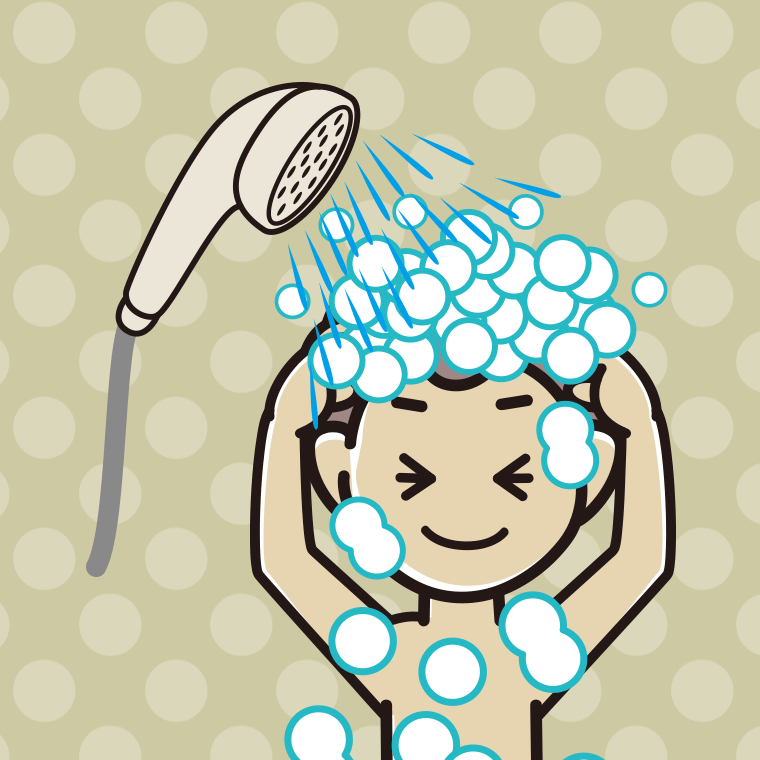 シャワーを浴びる男子中学生のイラスト【色、背景あり】PNG