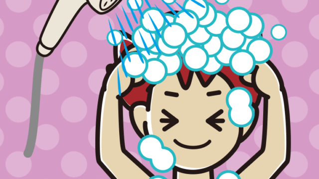 シャワーを浴びる男子大学生のイラスト【色、背景あり】PNG