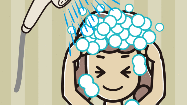 シャワーを浴びる女子大学生のイラスト【色、背景あり】PNG