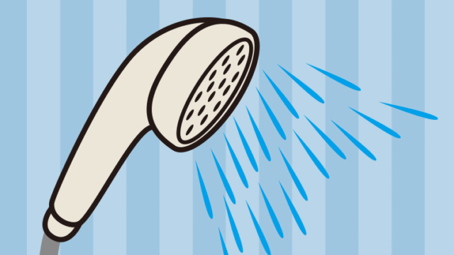 水が出ているシャワーのイラスト【色、背景あり】PNG