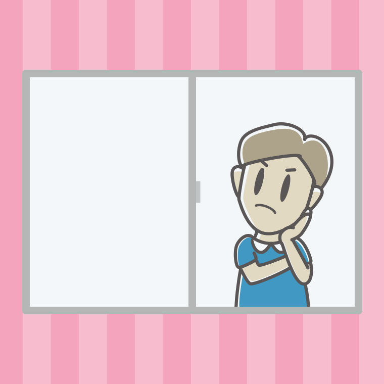 窓で考える男性のイラスト【色、背景あり】PNG