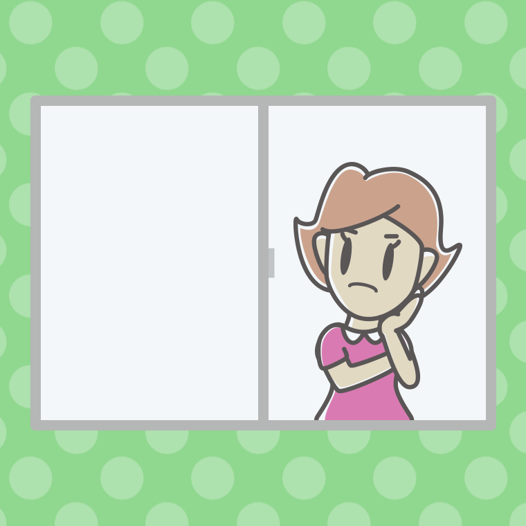 窓で考える女性のイラスト【色、背景あり】PNG