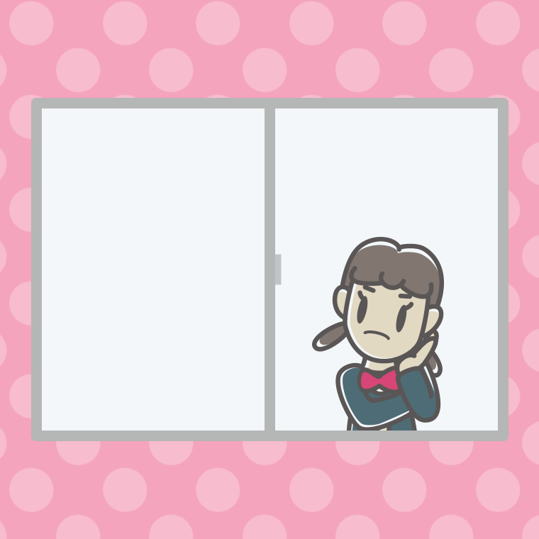 窓で考える女子中学生のイラスト【色、背景あり】PNG