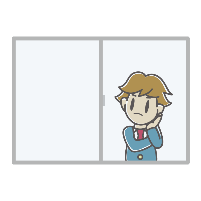 窓で考える男子高校生のイラスト【色あり、背景なし】透過PNG