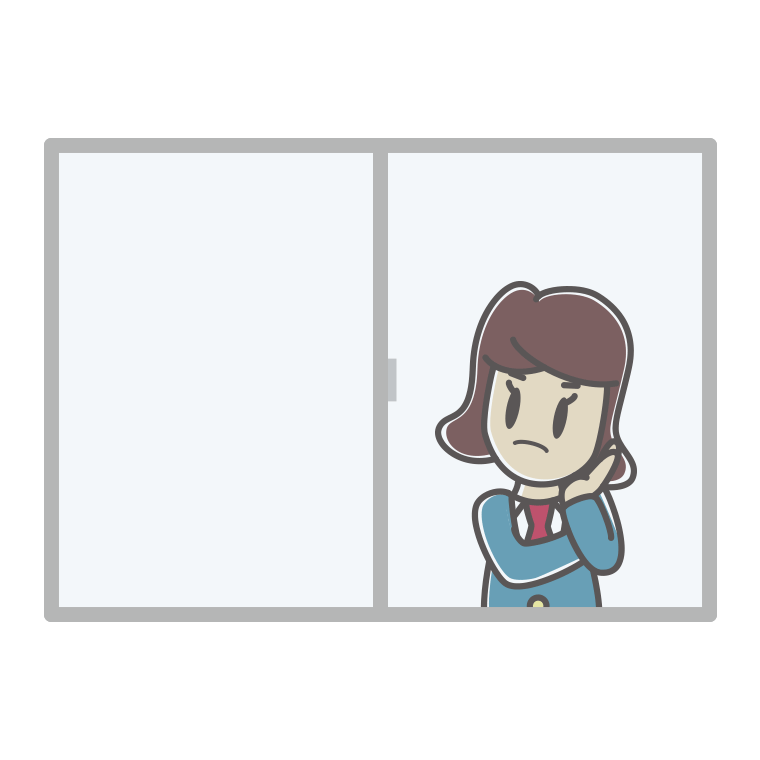 窓で考える女子高校生のイラスト【色あり、背景なし】透過PNG